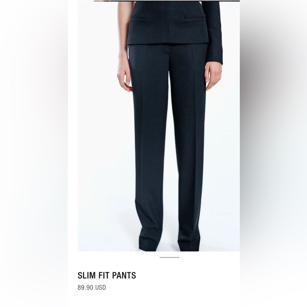 Zara Classic Slim Fit Black Straight Pants, S, $90
